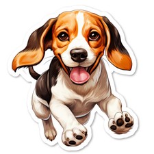 Beagle Dog Vinyl Sticker, Water Resistant, Laptop, Water Bottle, Scrapbook, Gift