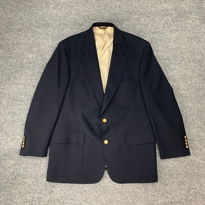 Wimbledon Racquet Club Blazer Mens 42 Navy Blue Shoulder Pads