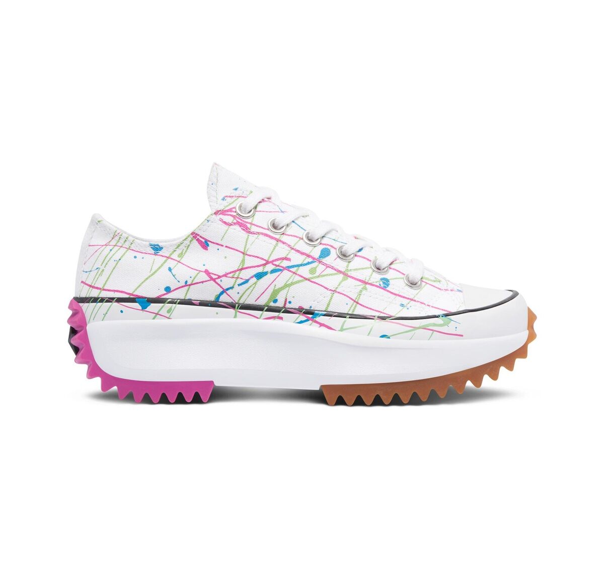 Converse Run Star Hike Low Splatter Paint White Women's Converse Run Star Hike Low Splatter Paint White Women's