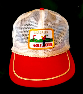 White Red Evergreen Country Club Mesh Golf Links Trucker Cap Hat Adjustable Band