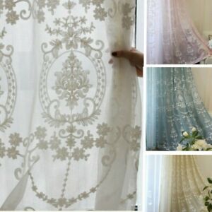 French Embroidery Floral Net Curtain Pelmet Tulle Voile Window Panel Drape Sheer