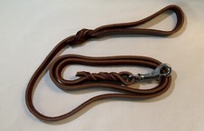 Braided Leather Dog Leash Brown / Burgundy - 4 Ft x 1/2 Wide