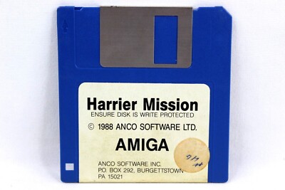 Harrier Mission 1988 Anco 3 1/2'' Floppy Disk Amiga Computer Game