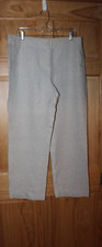 Chico's Women's Linen Pants Relaxed Wide Leg Oatmeal Pockets Zip Up - Size 2 Lg