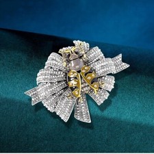 Vintage Alloy Rhinestone Flower Beetle Ladybug Brooch Lapel Pin