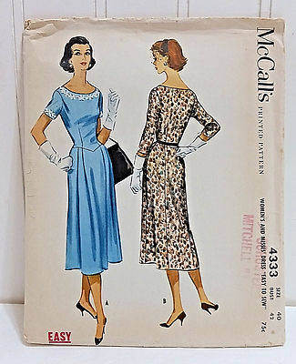 Scarce MCCALL'S Pattern #4333 Vintage 1957 Easy Rule Fit Flare Dress Tea  Length | eBay