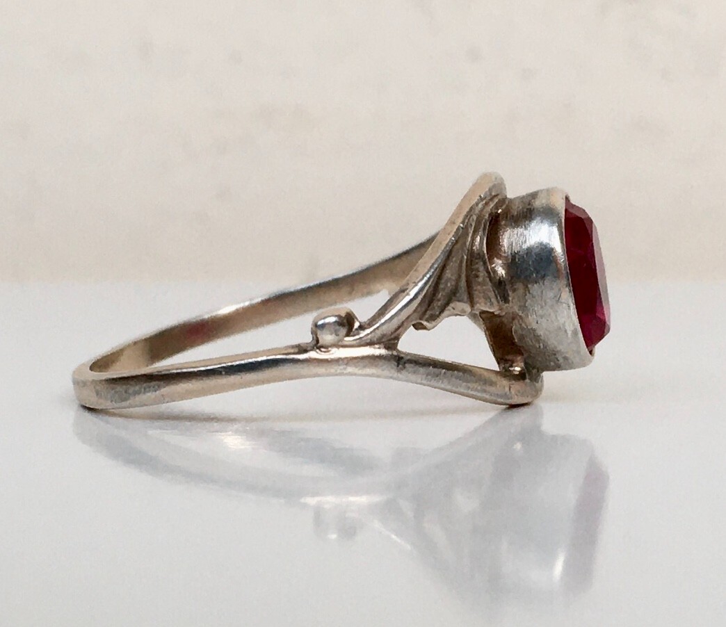 Ring №51 Vintage Soviet Red Ruby Ring Silver Ring… - image 12