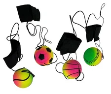 Bouncy Ball with Wrist Strap Set of 4 Kids Toy Fun Exercise Outdoor Indoor NEW