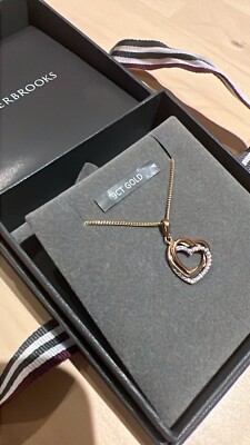 Beaverbrooks 9ct Yellow, Rose White Gold Heart Pendant Necklace
