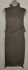 NOMAD MORGAN CARPER gray Turtle Neck fringe Top sweater Dress S ANTHROPOLOGIE 