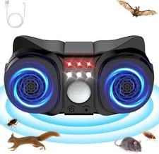 Ultrasonic Rodent Repellent: Plug-in, 3 Modes, 6 LED Flashing Lights (Indoor)