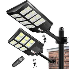Commercial 99000000000LM Outdoor Dusk to Dawn Solar Street Light Road Lamp +Pole