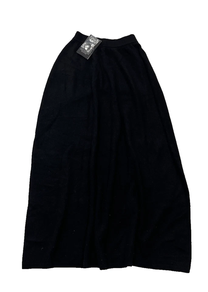 Falda midi negra tejida 100 % cachemir de diseñador C - talla XS - venta al por menor $168 Foto 4 de 4