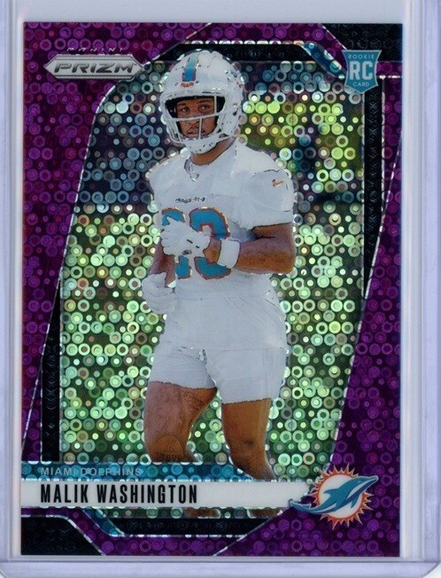 Malik Washington 2024 Panini Prizm RC #371 Dolphins No Huddle Purple 09/49