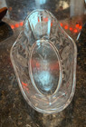 ANTIQUE  ELABORATELY ETCHED FLOWERS  GLASS DISH.  OBLONG SHAPE. EARLY 1900'S.  — photo 3