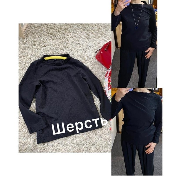 Women COS Shirt Black Wool 40