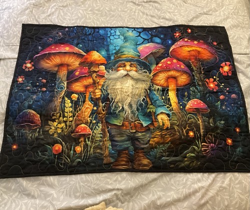 Rubin Design Studio Mushroom Forest Gnome Quilted Wall Hanging 29 In By 41 In