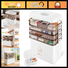 5-Tier Portable Medicine Organizer - All-Purpose Medical Box with Pill Box, 12x7