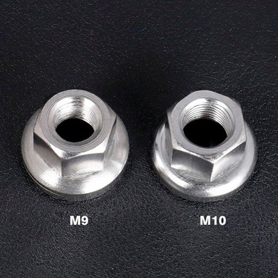 2PCS Stainless-steel Silver Bike Cycle Wheel Axle Track Nuts Sizes M9/M10