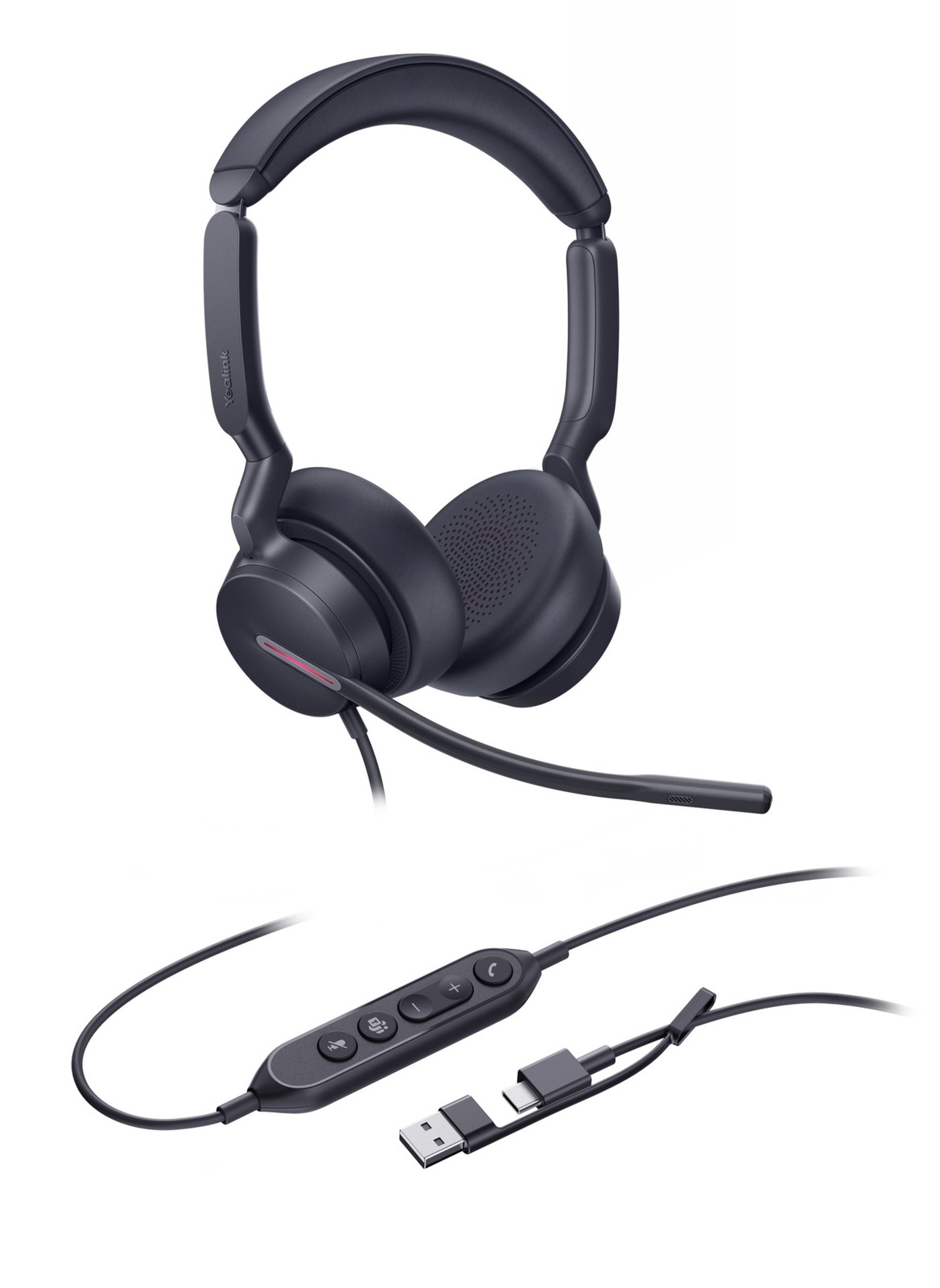 Yealink kabelgebundenes Headset UH46 Dual Teams USB-C/A Adapter schwarz BRANDNEU - Bild 2