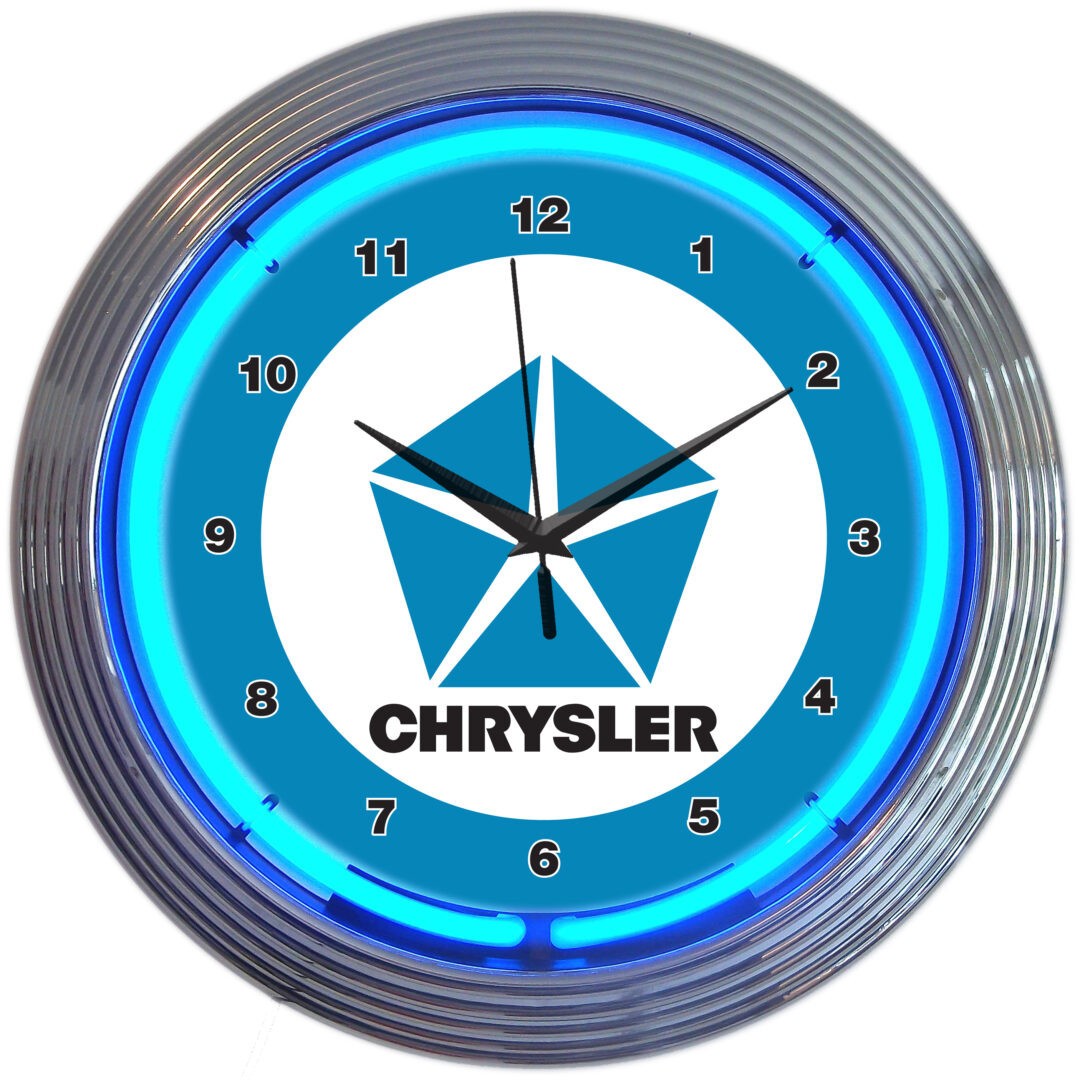 Neon Clock Chrysler Pentastar 15" 8CRYBL * Quality & Officially Licensed Clock