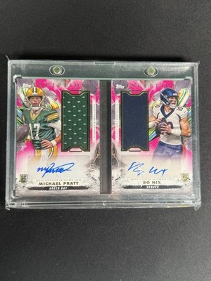 Bo Nix Michael Pratt 2024 Topps Inception Booklet Dual RPA Pink /25 PATCH AUTO