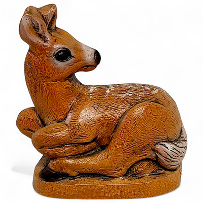 VTG SURE-WOOD FOREST  Wood-Filled Fawn Sculpture Hand-Painted U.S.A. 4''x 3.5''