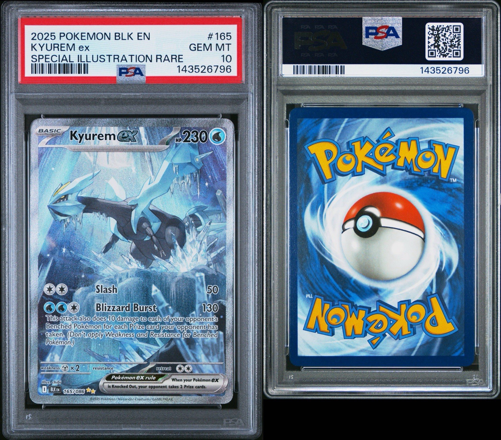 2025 Pokemon BLK EN #165 Kyurem ex Special Illustration Rare PSA 10 GEM MT