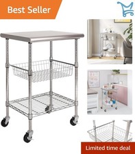 Commercial Work Table Stainless Steel Prep Station Mobile Kitchen Cart