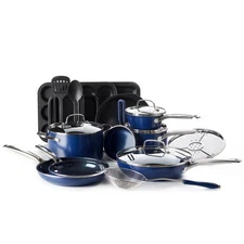20 Piece Nonstick Cookware Set, Diamond Ceramic Pots & Pans, Dishwasher & Met...