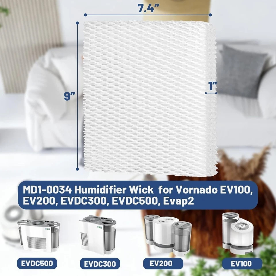 4 Pack MD1-0034 Humidifier Wick Replacement Filter Compatible with Vornado EV100