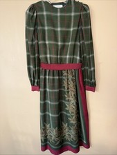 Diane Dickinson for Gentillesse Green Floral Peplum Belted Dress Small Vintage
