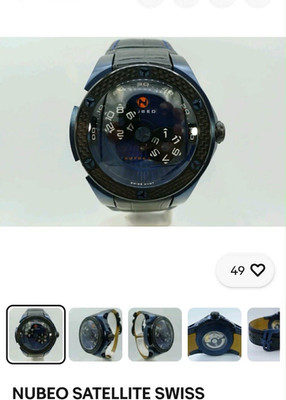 Nubeo Satellite Swiss Automatic 49mm 50m Black Dial Leather Strap w/ Box.