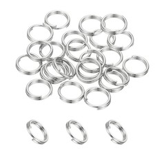 Round Split Ring, 20 Pcs 8 mm Small Split Ring with Double Loops Silver