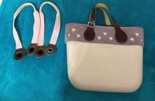Borsa O Bag rosa e lilla con manici bordeaux vernice