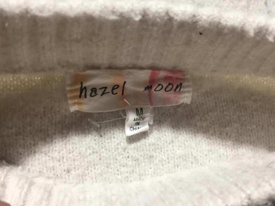 Hazel Moon Cropped Sweater Womens M Medium Beige Cable Knit Crew Neck Long Slv - Image 3 of 4