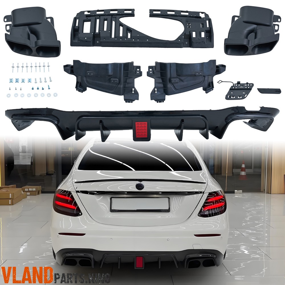 Rear Bumper Diffuser Kit W/ Exhaust Tail Tips For 2016-2020 Benz W213 E-Class