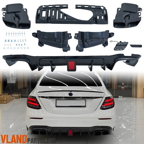 Rear Bumper Diffuser Kit W/ Exhaust Tail Tips For 2016-2020 Benz W213 E-Class