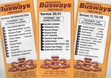 Newcastle Busways bus timetable leaflets x 9