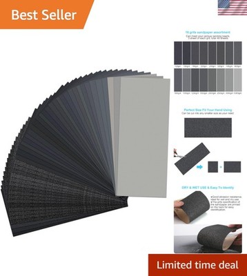 Professional Quality 48 PCS Sandpaper Sheets, 9 x 3.6 Inch, 120 to 5000 Grit