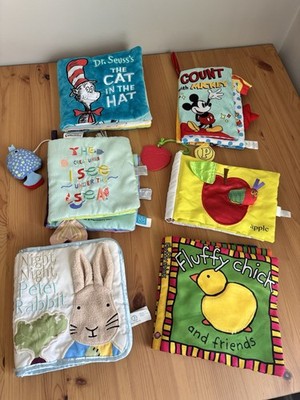 Baby Crinkle Sensory Developmental Plush Book LOT Cat Hat Peter Rabbit Eric Carl