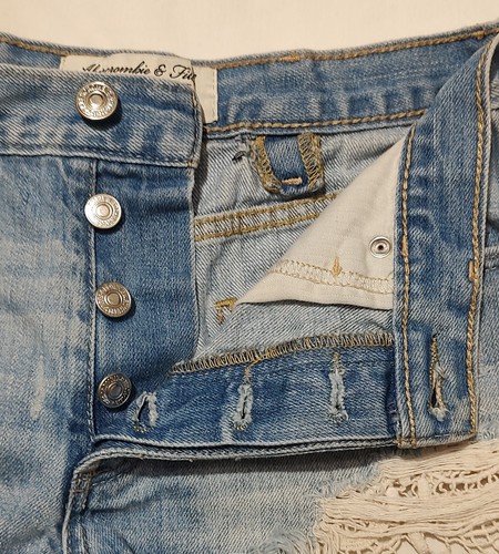 Abercrombie Fitch Festival Shorts High Rise Crocheted Hem Button Fly Size 00 - Picture 3 of 11