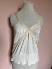 Chloé Camisole Tank Vest Top White Cotton Knit Silk Straps Small 32" Vintage Y2K