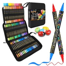 72 Colors Paint Markers Acrylic Paint Pens, Dual Tip with Brush Tip and Fine ...