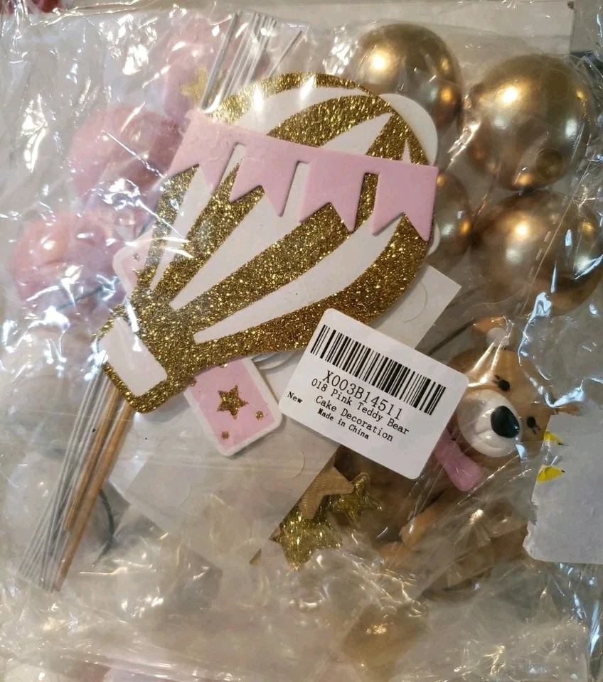 Osos 3" Decoraciones para Pasteles Nuevo Dorado Rosa Marrón 20 Piezas Oso Fiesta Tema Foto 2 de 4