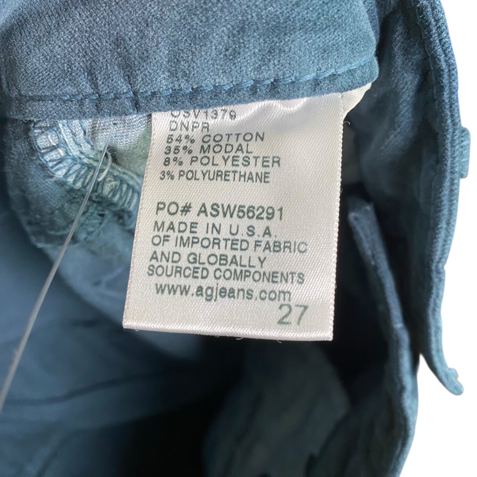 AG Adriano Goldschmied Velvet Pants Womens 27 Teal Farrah Skinny High Rise NEW thumbnail 10