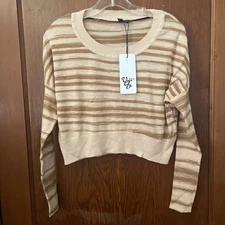 Vero Moda Striped Cropped Top Brown Stripe Size Medium Festival Boho