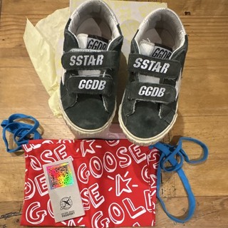 Golden Goose Old School Niños Verde/Blanco Gamuza Gancho y Lazo Entrenadores EU 23