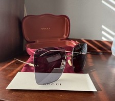 GUCCI GG1147S 001 Butterfly Metal Gold Grey 62 mm Women's Sunglasses