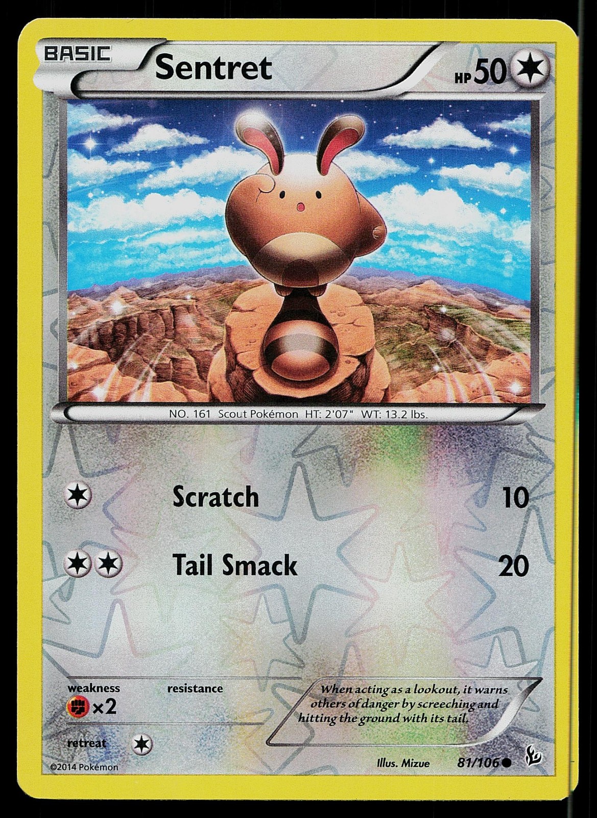 Pokemon Card Flashfire Sentret 81/106 Common Reverse Holo